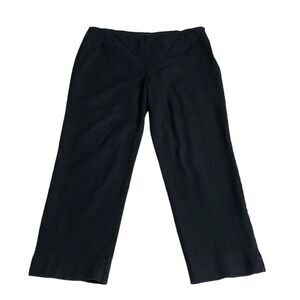 Lafayette 148 Pants Women 10 Black Cropped Ankle Flat Front Trousers Career Chic